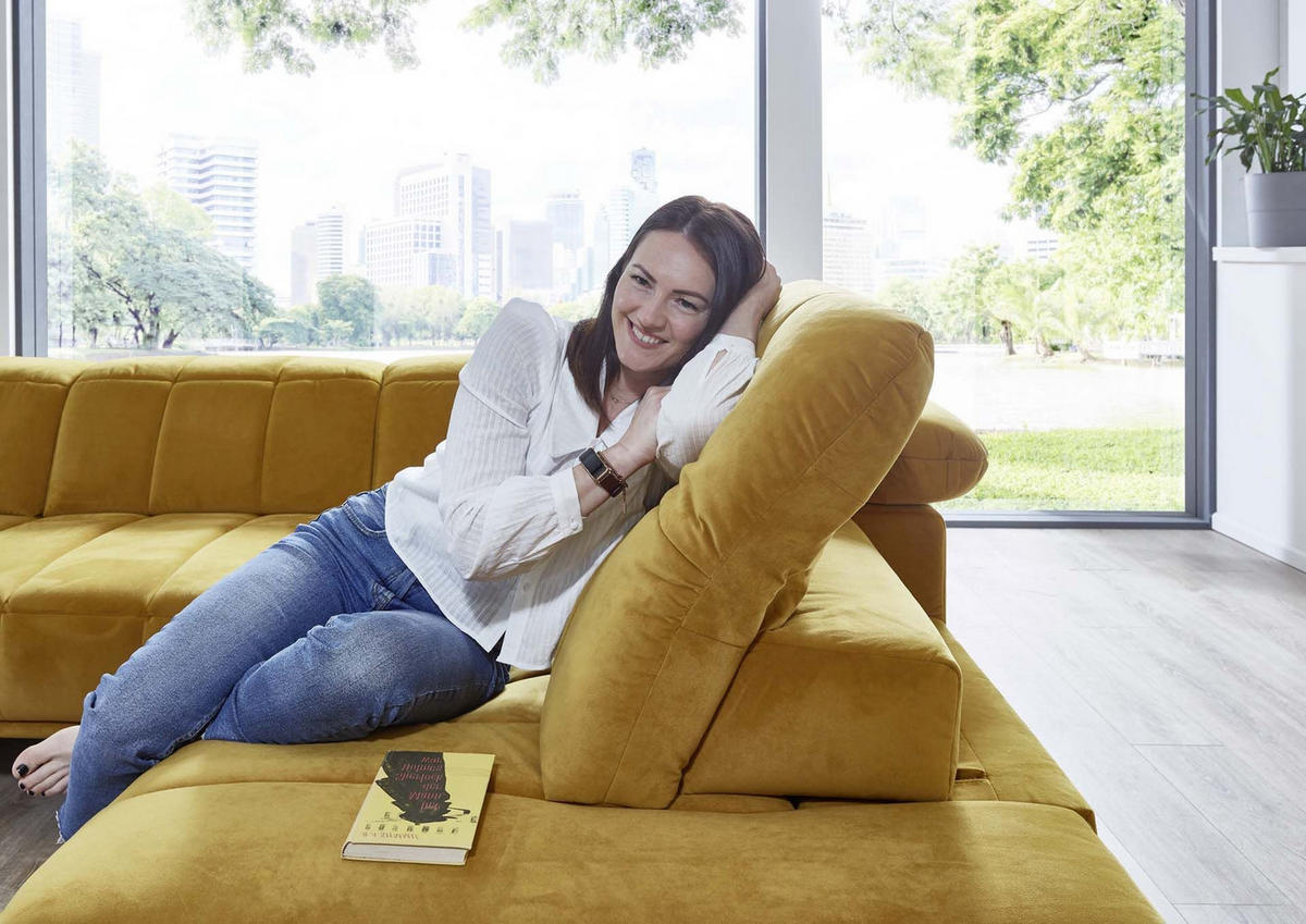 SJEDEĆA GARNITURA tekstil  curry žuta   - curry žuta/crna, Moderno, tekstil (383/98/212cm) - Beldomo Style