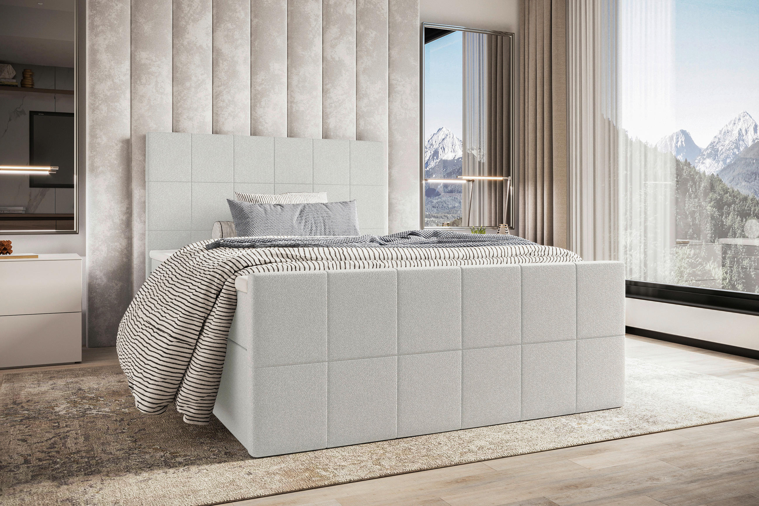 BOXBETT 120/200 cm  in Hellgrau  - Hellgrau, KONVENTIONELL, Kunststoff/Textil (120/200cm) - Boxxx