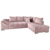 ECKSCHLAFSOFA  in Mikrofaser Rosa  - Silberfarben/Rosa, Design, Holz/Textil (298/202cm) - MID.YOU