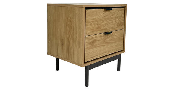 NACHTKÄSTCHEN in Anthrazit, Eichefarben  - Eichefarben/Anthrazit, Design, Holzwerkstoff/Metall (53/56,2/40cm) - Xora