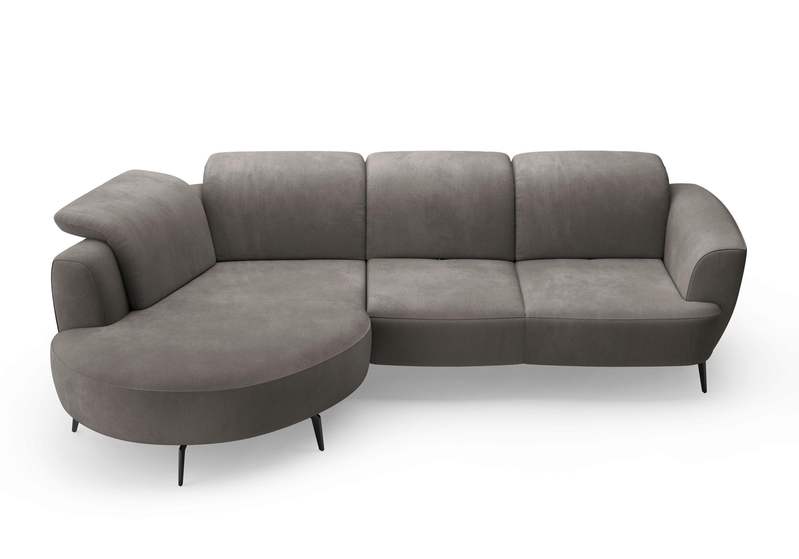 ECKSOFA in Flachgewebe Graphitfarben  199/309 cm  - Schwarz/Graphitfarben, KONVENTIONELL, Textil/Metall (199/309cm) - Sit & More