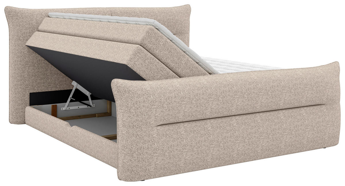 BOXSPRINGBETT 180/200 cm  in Taupe  - Taupe/Schwarz, Design, Kunststoff/Textil (180/200cm) - Chameo