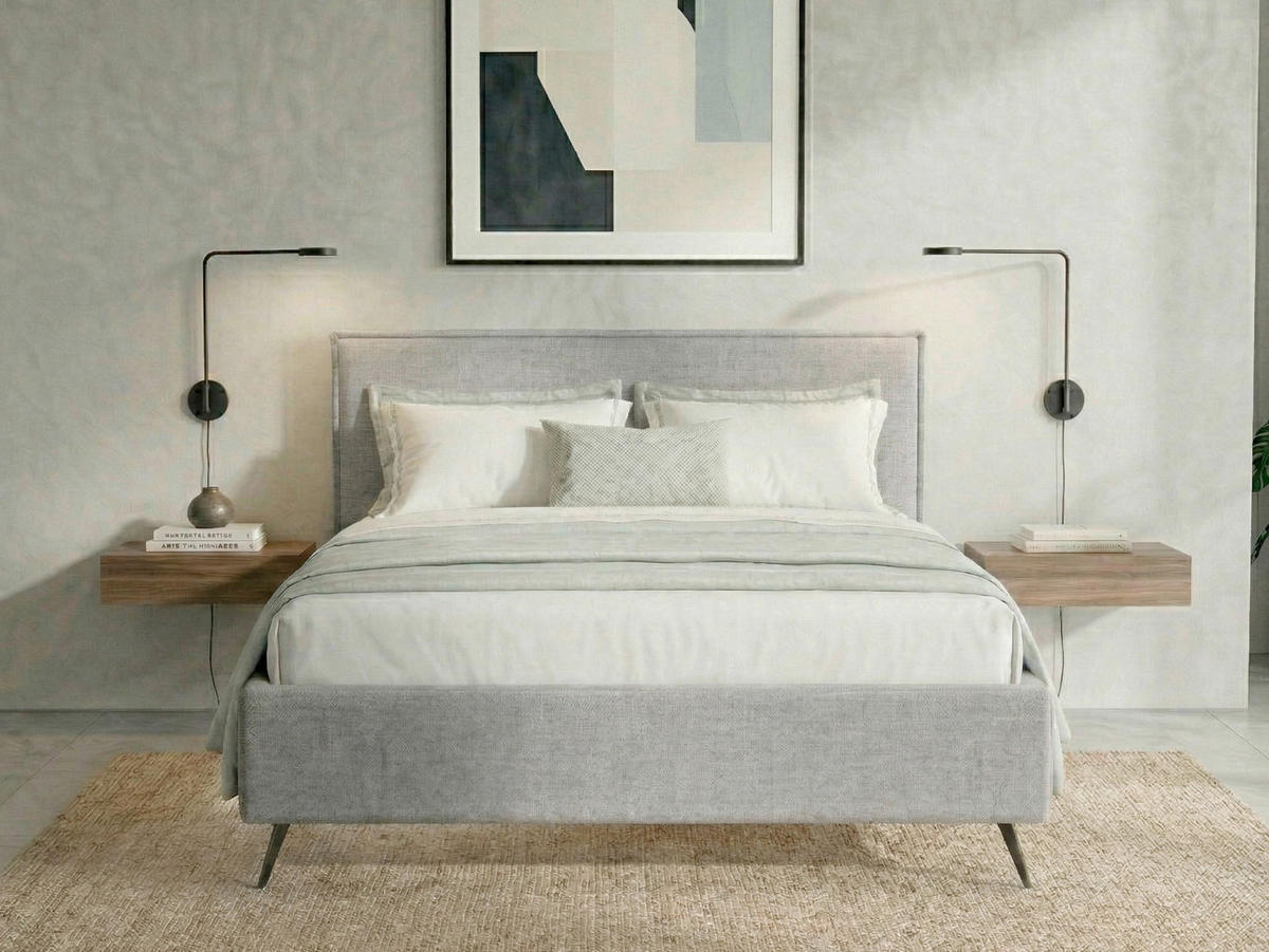 POLSTERBETT Lattenrost, Bettkasten Hellgrau 180/200 cm  - Hellgrau/Schwarz, MODERN, Holz/Textil (180/200cm) - MID.YOU