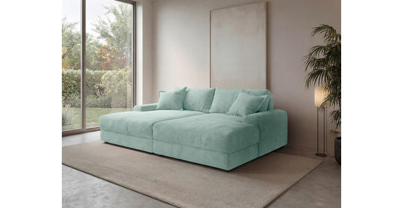 BIGSOFA Cord Salbeigrün  - Salbeigrün/Schwarz, MODERN, Kunststoff/Textil (234/93/190cm) - Carryhome