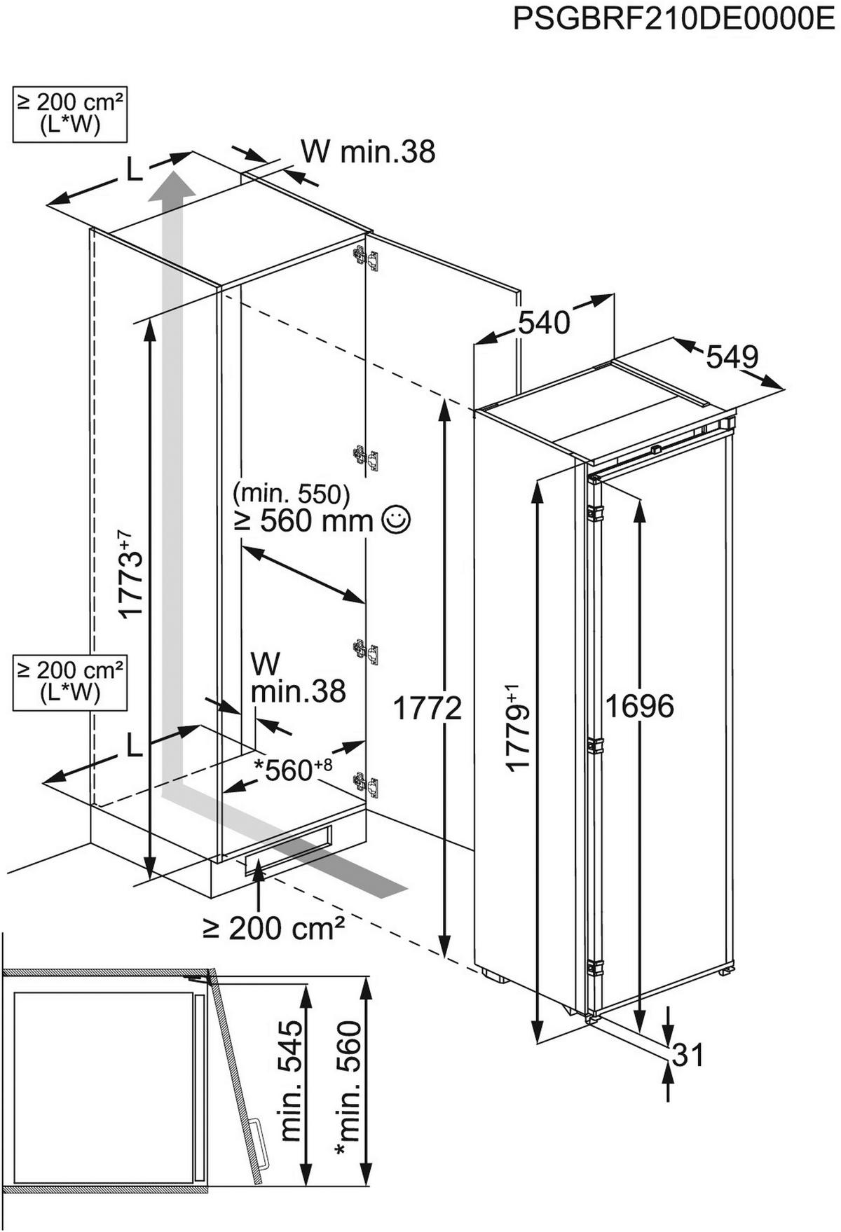 EINBAUGEFRIERSCHRANK EUN7NE18S  - Weiß, Basics, Kunststoff/Metall (54,6/177,2/54,9cm) - Electrolux