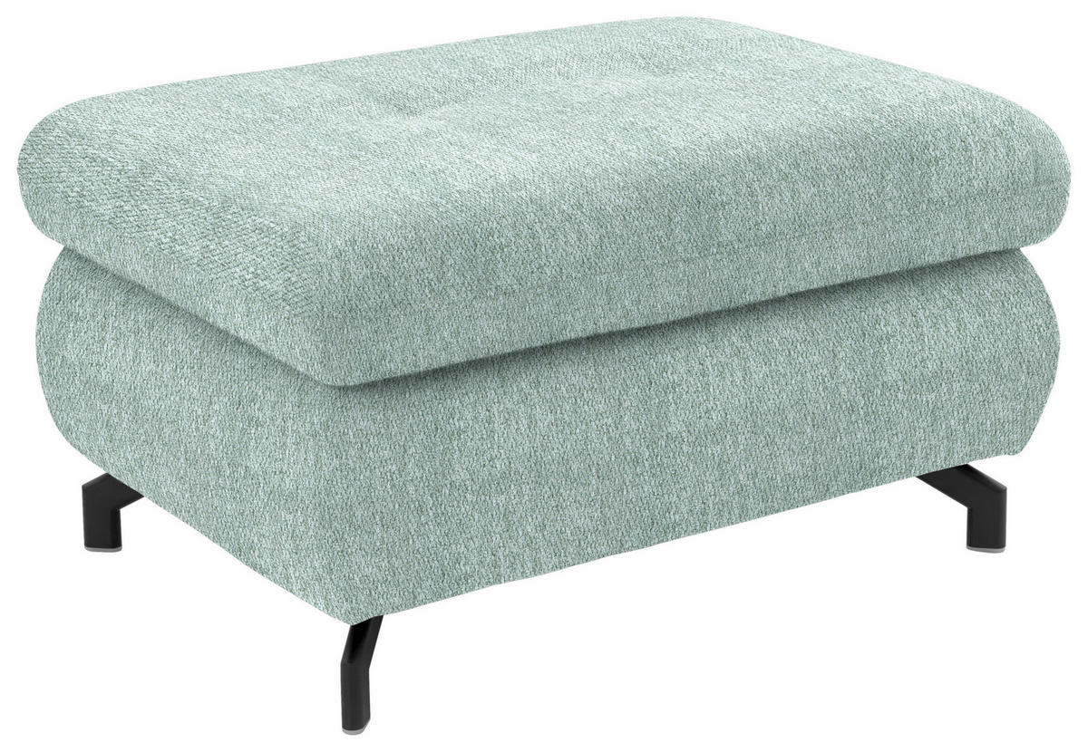 ECKSOFA in Chenille Mintgrün  - Schwarz/Mintgrün, Design, Textil/Metall (310/220cm) - Beldomo Style