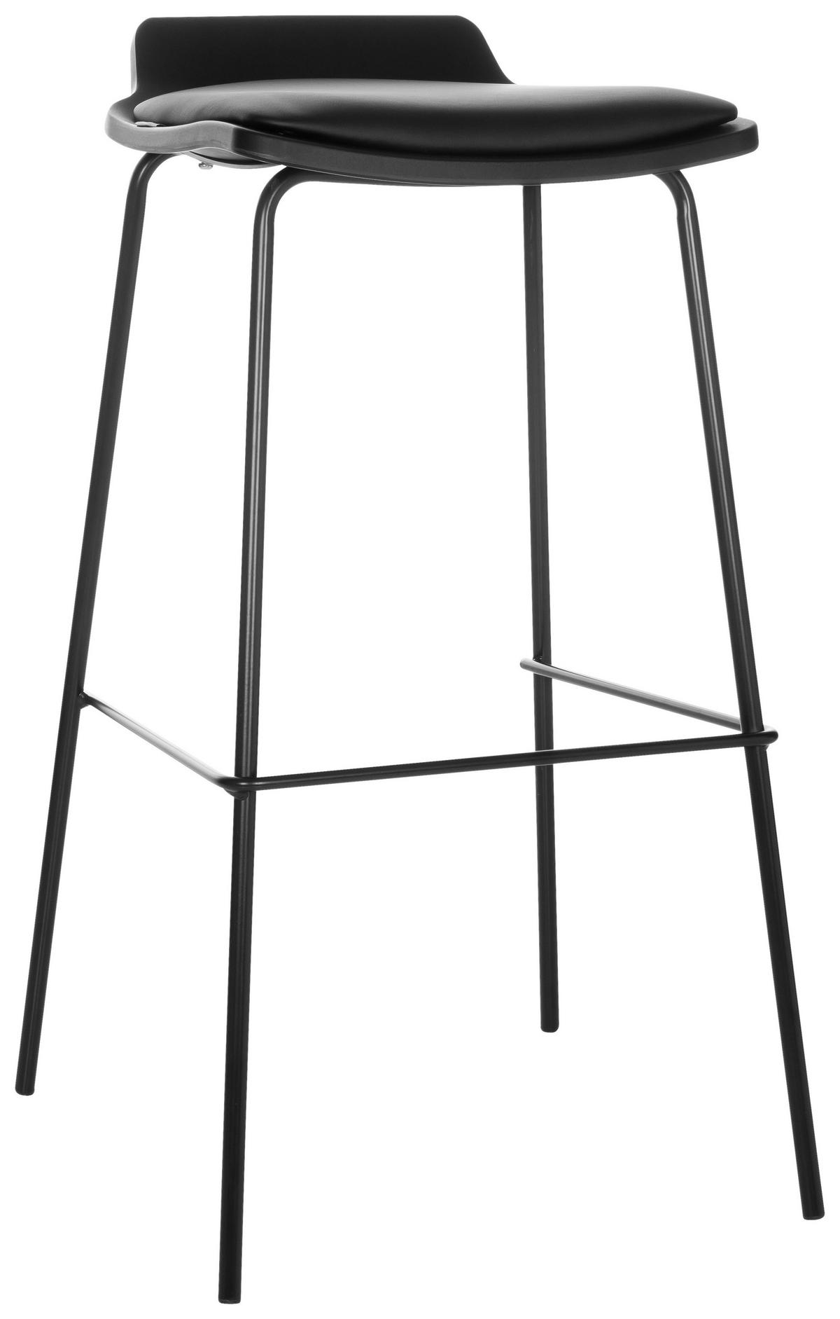 BARHOCKER Lederlook Schwarz stapelbar, abwischbar  - Schwarz, Basics, Textil/Metall (47/82/49cm) - MID.YOU