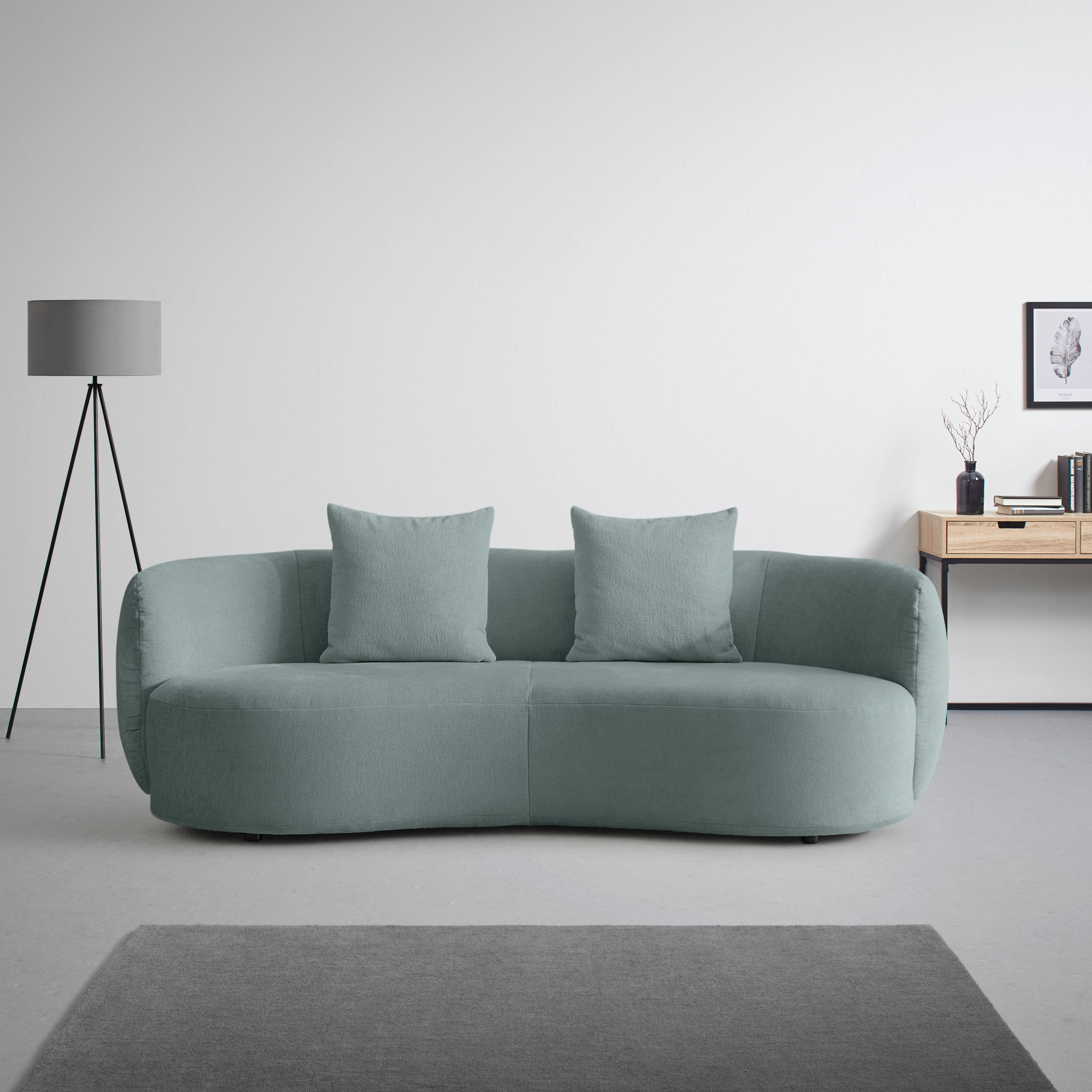 BIG SOFFA i chenille ljusblå  - ljusblå/svart, Modern, textil/plast (235/72/110cm) - MID.YOU