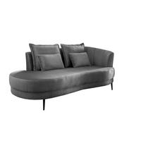 OTTOMANE Velours Grau  - Schwarz/Grau, MODERN, Textil/Metall (211/85/102cm) - Livetastic