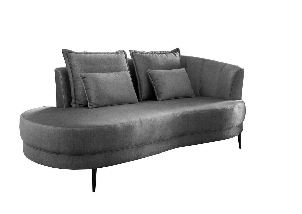 OTTOMANE Velours Grau  - Schwarz/Grau, MODERN, Textil/Metall (211/85/102cm) - Livetastic