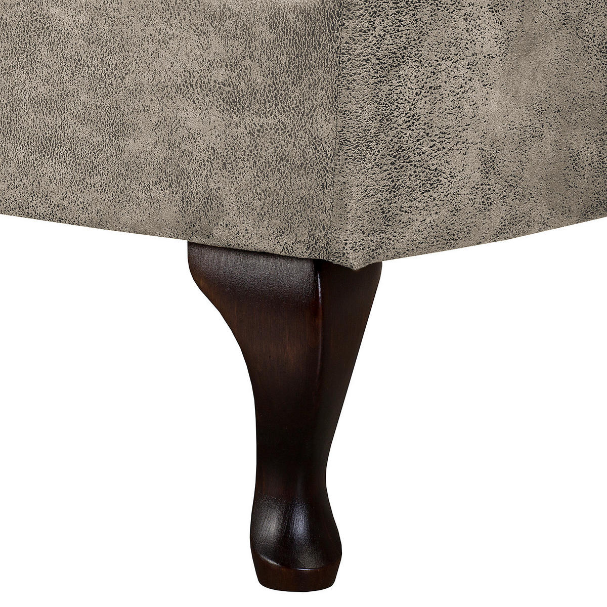 RÉCAMIERE Lederlook Hellgrau  - Hellgrau/Braun, Design, Holz/Textil (185/93/75cm) - Livetastic