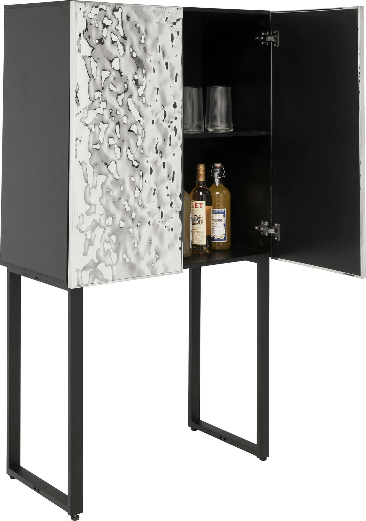 KOMMODE , 80/160/39 cm,  - Chromfarben/Schwarz, Design, Holzwerkstoff/Metall (80/160/39cm) - Kare-Design