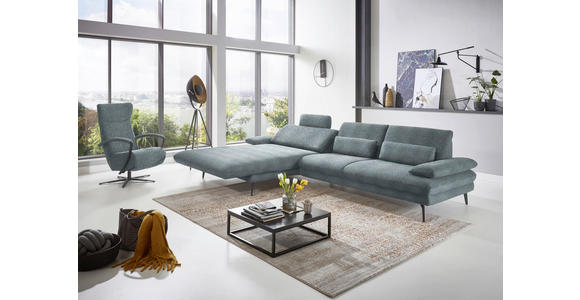 ECKSOFA in Chenille Blaugrau 180/310 cm - Blaugrau/Schwarz, Design, Textil/Metall (180/310cm) - Dieter Knoll