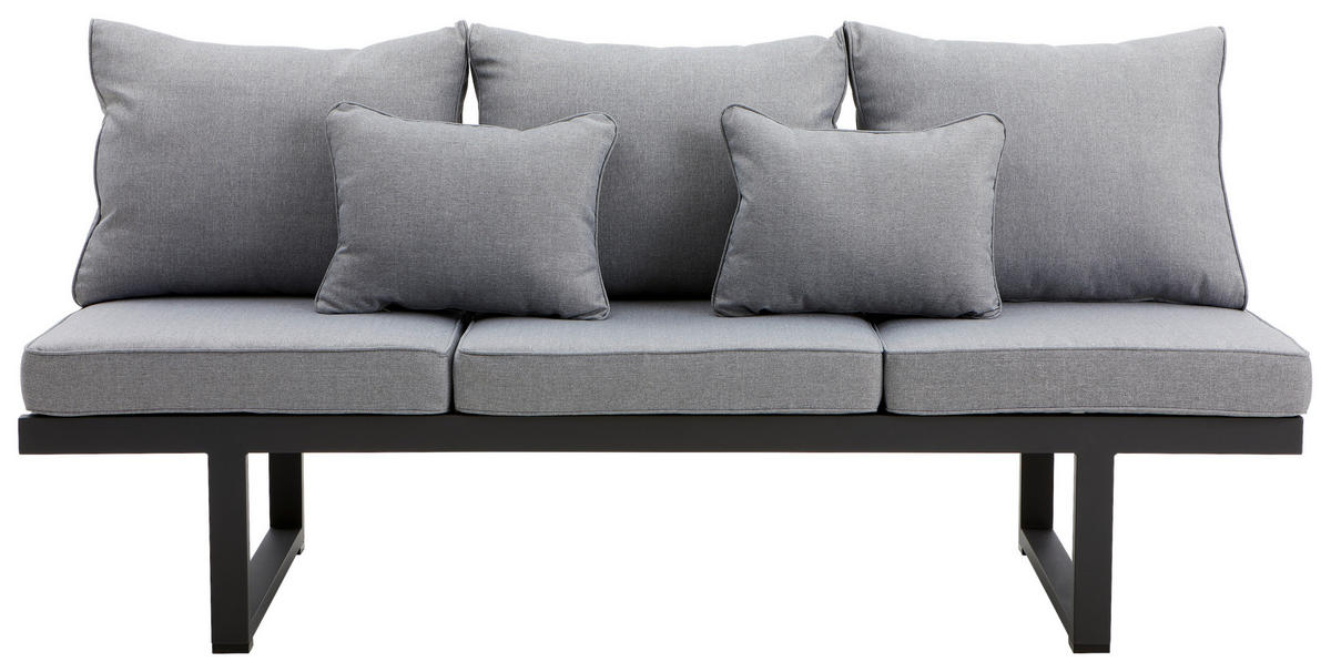 GARTENBANK 202/82/70 cm  Aluminium  - Anthrazit/Hellgrau, MODERN, Textil/Metall (202/82/70cm) - Ambia Garden