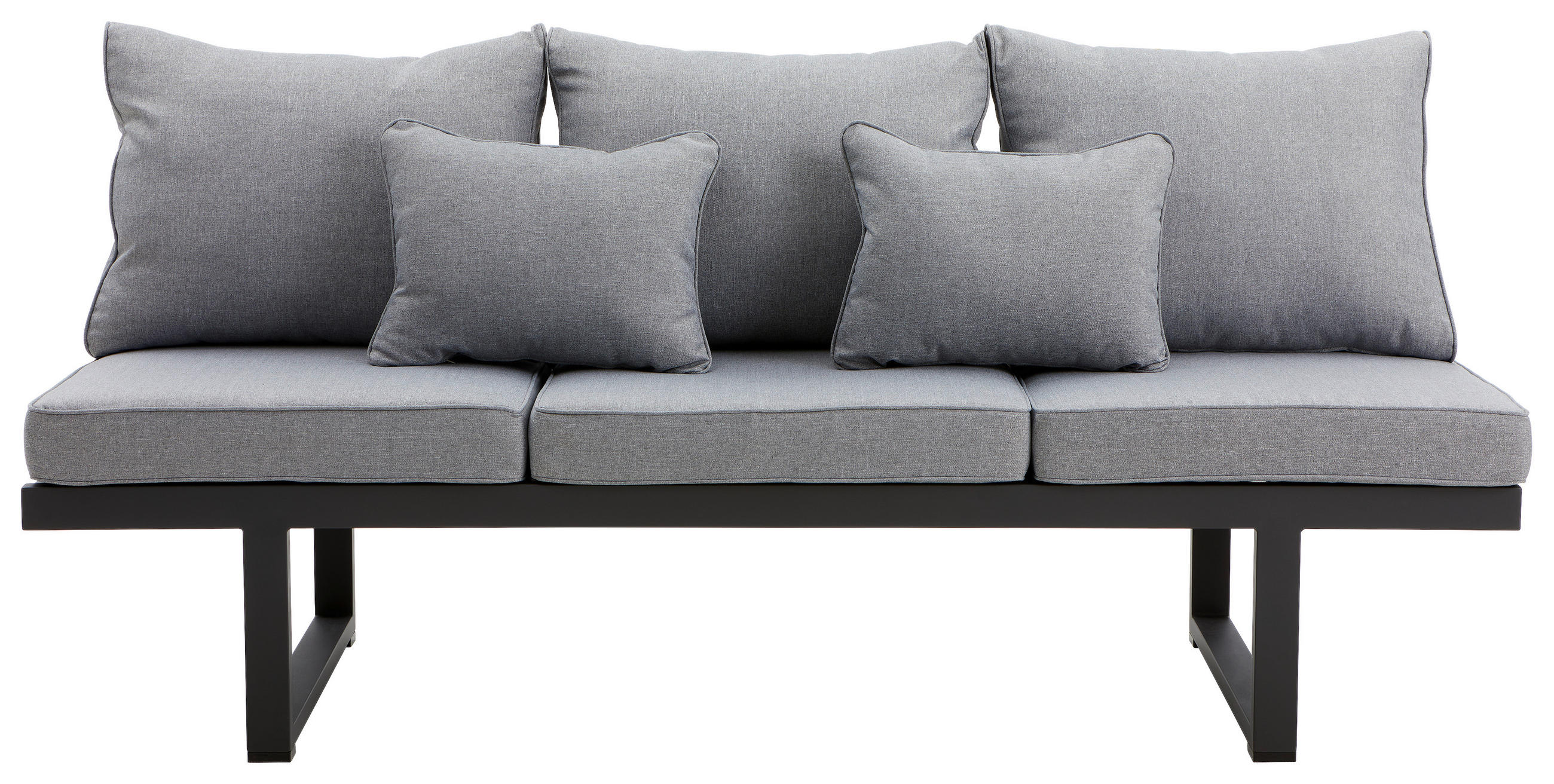 Thumbnail - Ambia Garden Gartenbank, Anthrazit, Hellgrau, Metall, Textil, 3-Sitzer, 202x82x70 cm, Gartenmöbel, Gartenbänke