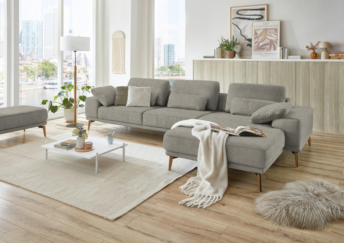 ECKSOFA in Flachgewebe Braun, Grün  - Wildeiche/Braun, Design, Holz/Textil (334/193cm) - Niels Andersson