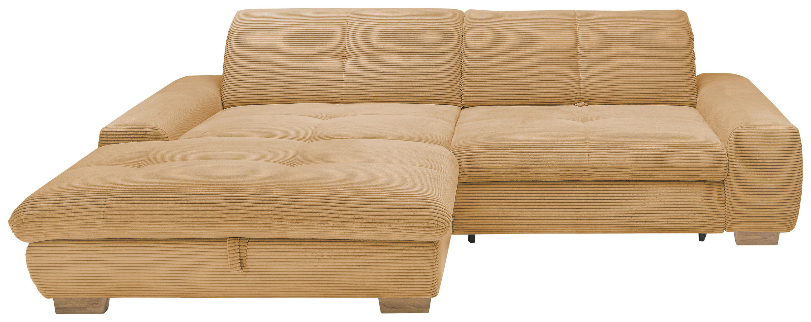 ECKSOFA Honig Cord  - Eichefarben/Honig, Design, Holz/Textil (198/276cm) - SetOne by Musterring