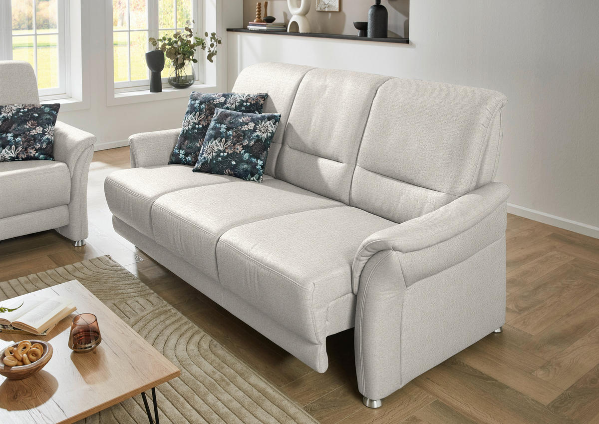 SITZGARNITUR Flachgewebe Ecru  - Ecru/Alufarben, Konventionell, Textil/Metall (198/172/96/93cm) - Beldomo Premium