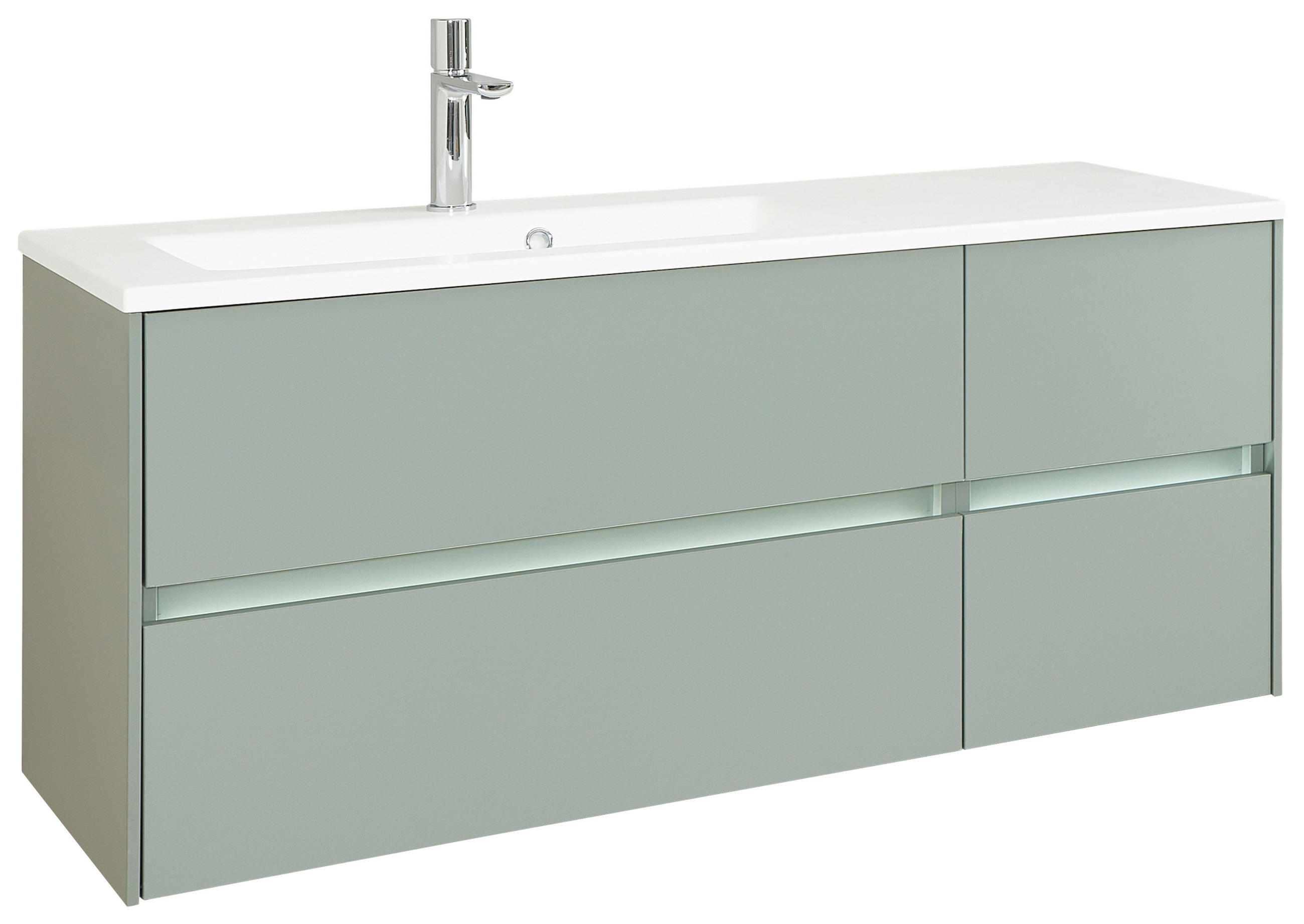 WASCHTISCHKOMBI 113 cm  - Schilfgrün/Weiß, Design, Holzwerkstoff/Stein (113cm) - Sadena