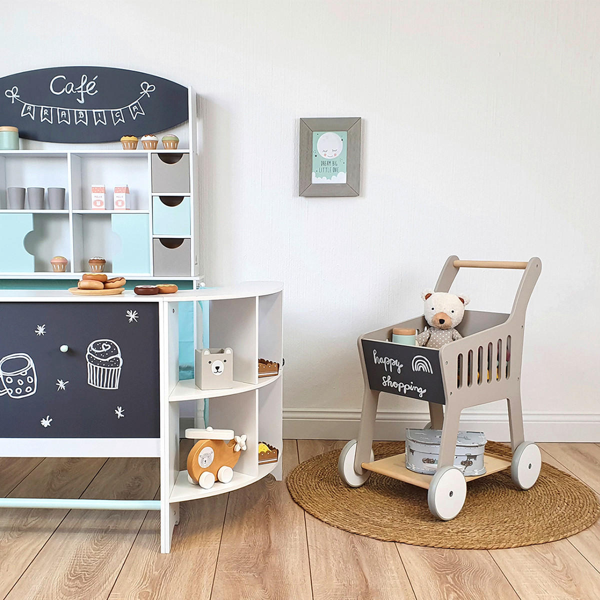 KINDEREINKAUFSWAGEN RUBUS  - Naturfarben/Grau, Basics, Holz/Holzwerkstoff (47/30,5/61cm) - MUSTERKIND