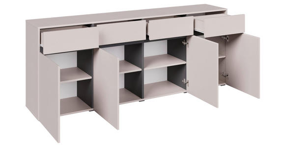 SIDEBOARD  200/79,6/39,8 cm 4 Schublade(n)  - Kaschmir/Schwarz, Design, Holzwerkstoff/Kunststoff (200/79,6/39,8cm) - Xora