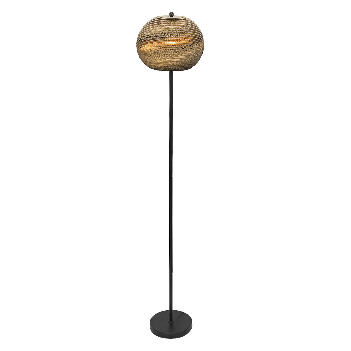 STEHLEUCHTE 30.5/160 cm    - Schwarz/Braun, Natur, Karton/Metall (30.5/160cm) - Osram