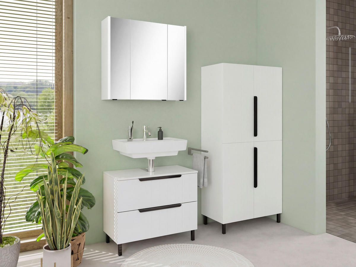 WASCHBECKENUNTERSCHRANK 76/53/38,5 cm  - Schwarz/Weiß, ROMANTIK / LANDHAUS, Holzwerkstoff/Metall (76/53/38,5cm) - Xora