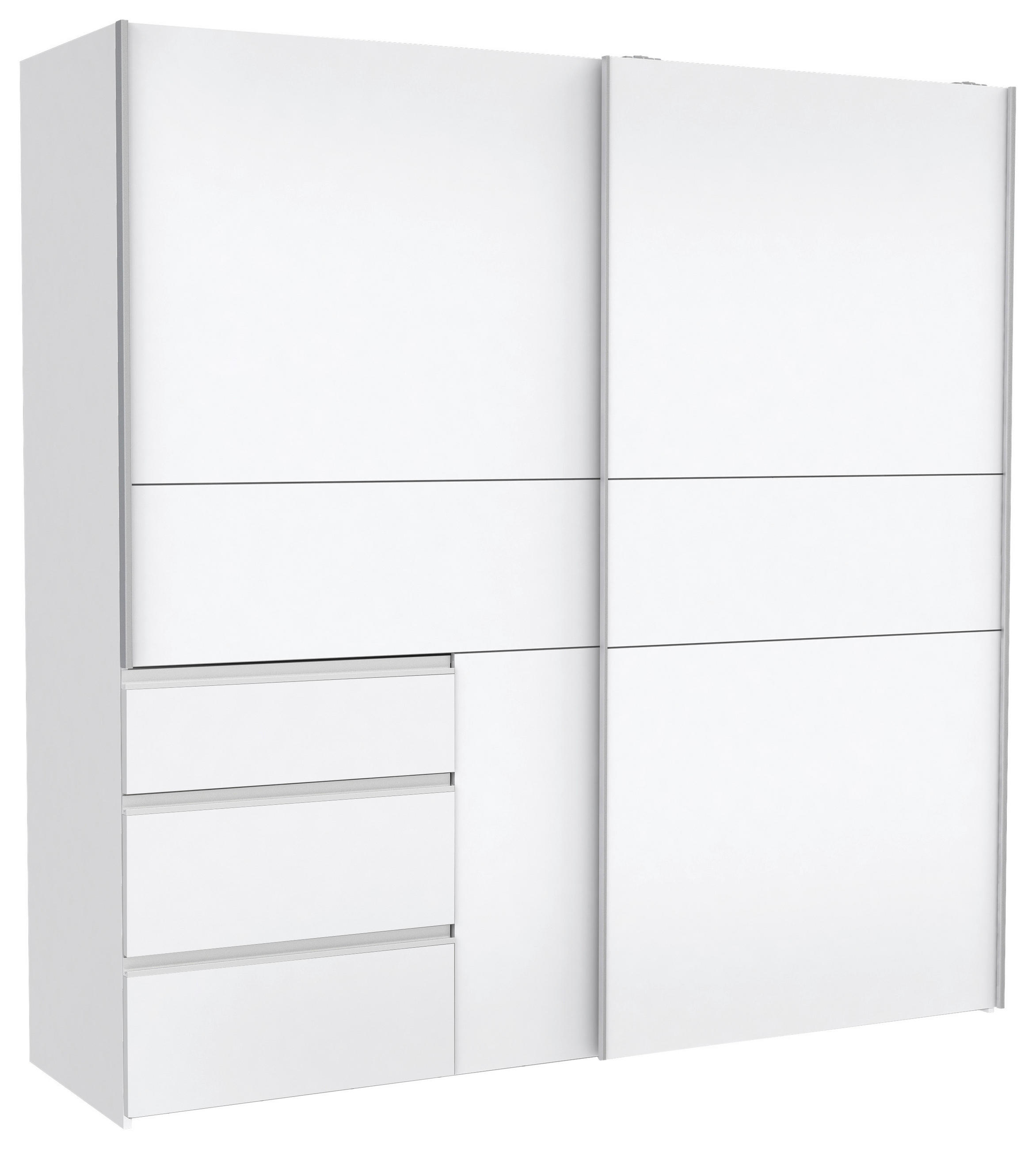 SCHWEBETÜRENSCHRANK 170/200/61 cm,  in Weiß, 2 Tür(en)  - Alufarben/Weiß, KONVENTIONELL, Holzwerkstoff/Metall (170/200/61cm) - Carryhome