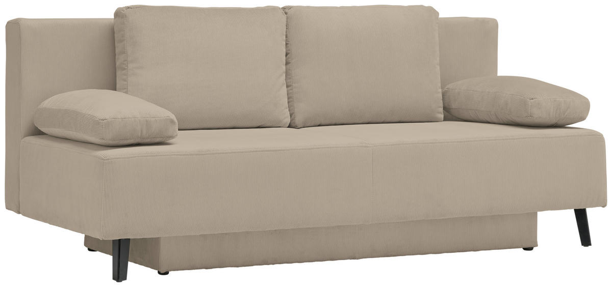 SCHLAFSOFA Cord Hellbraun  - Hellbraun/Schwarz, Modern, Textil/Metall (193/85/88cm) - Novel