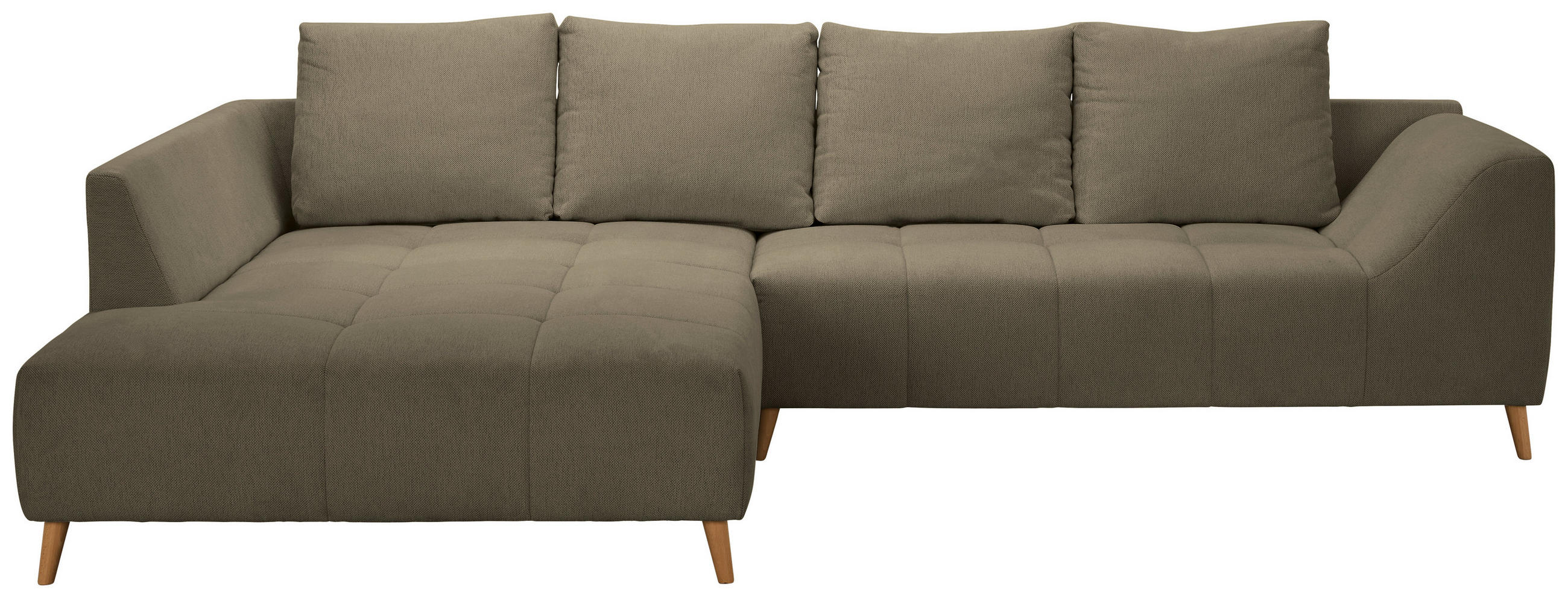ECKSOFA Braun Flachgewebe  - Buchefarben/Braun, KONVENTIONELL, Holz/Textil (202/306cm) - Carryhome