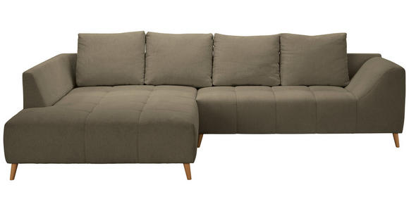 ECKSOFA in Flachgewebe Braun  202/306 cm  - Buchefarben/Braun, KONVENTIONELL, Holz/Textil (202/306cm) - Carryhome