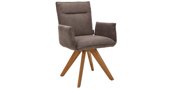 ARMLEHNSTUHL in Holz, Textil Taupe - Taupe/Wildeiche, Design, Holz/Textil (59/87/62cm) - Johann Jakob