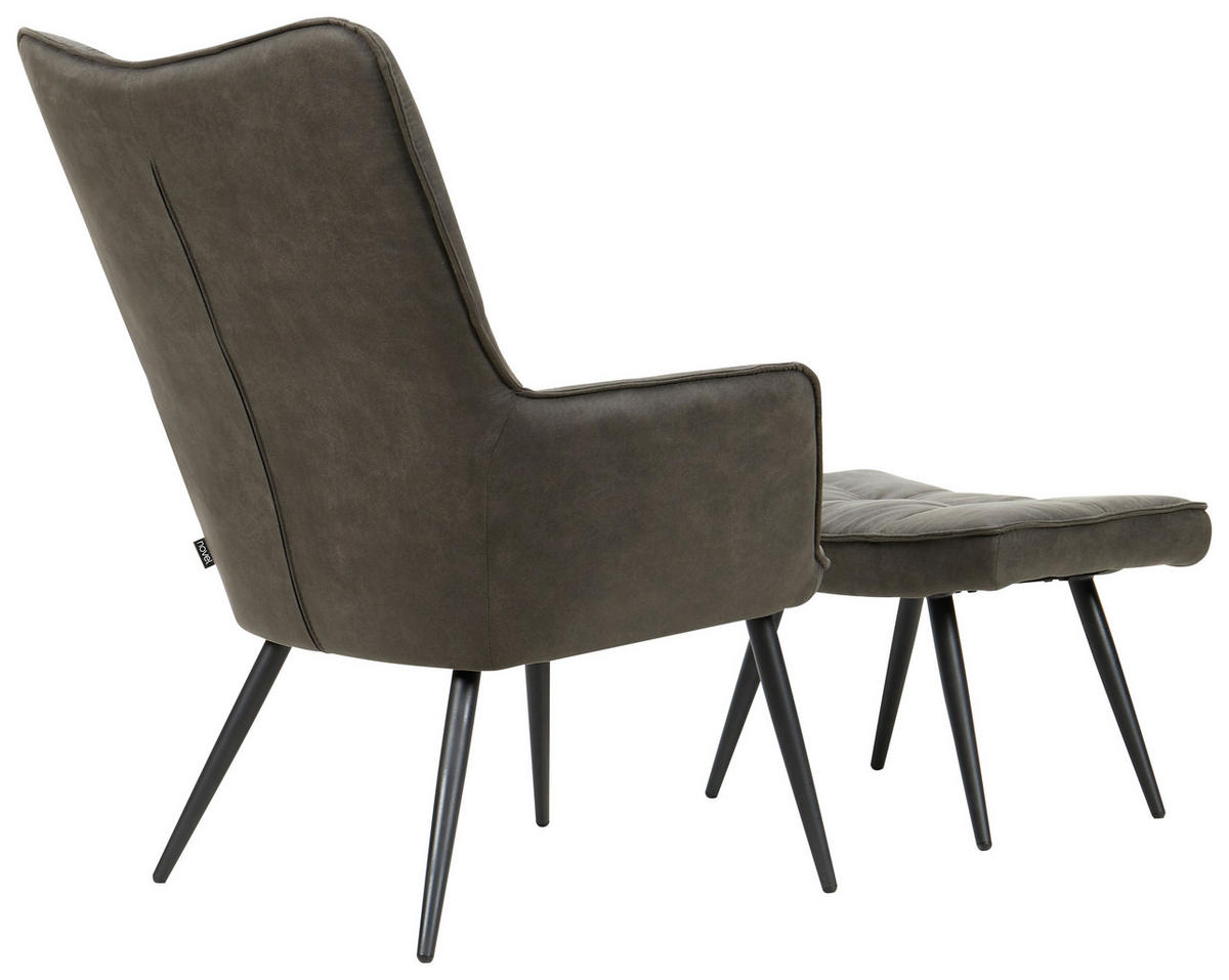 SESSELSET Mikrofaser    - Dunkelgrau/Schwarz, Design, Textil/Metall (72/98/81cm) - Novel
