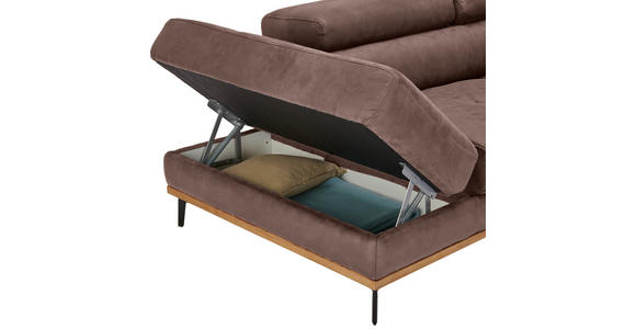 ECKSOFA in Webstoff Dunkelgrau  - Dunkelgrau/Schwarz, Natur, Holz/Textil (226/282cm) - Novel