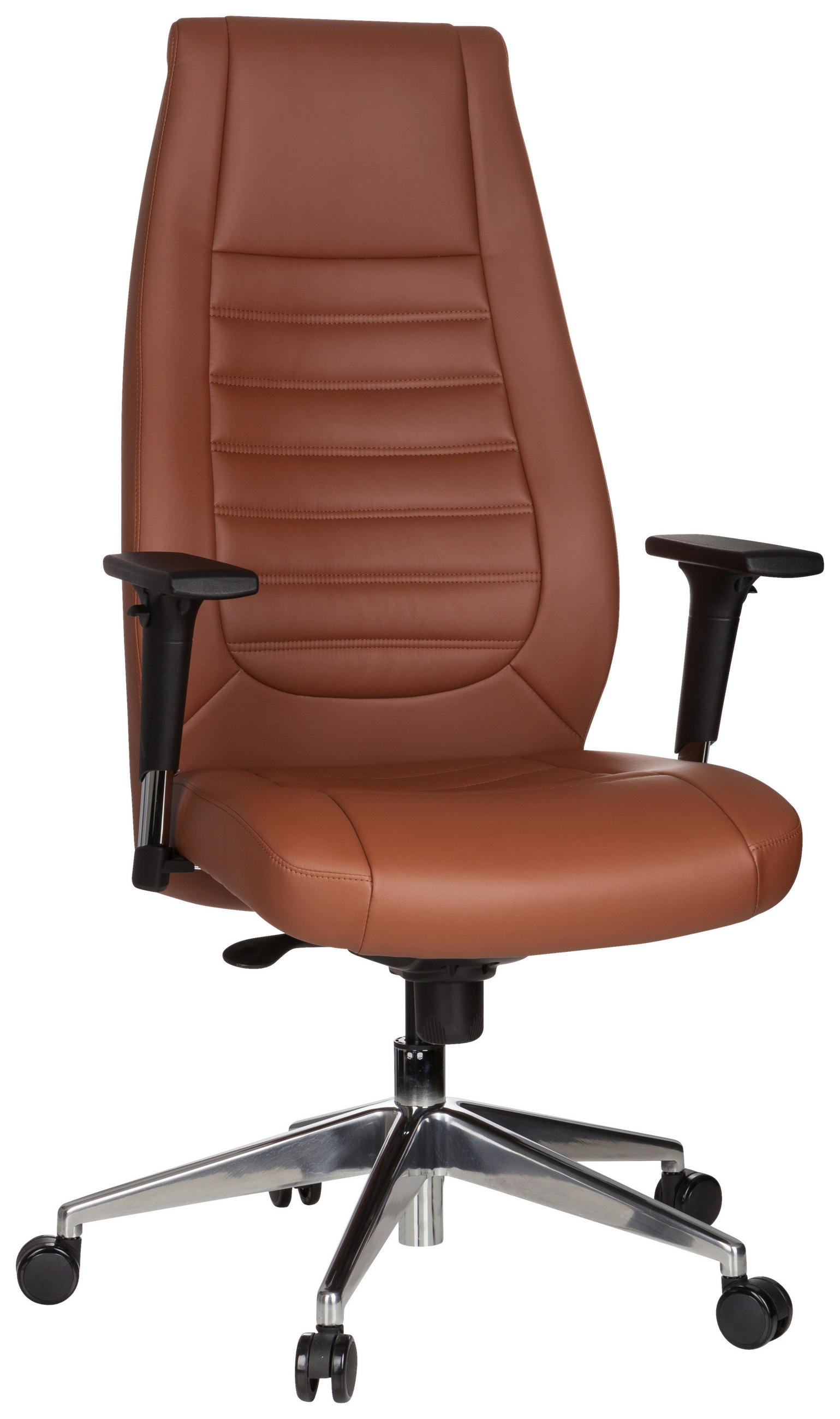 KONTORSSTOL  i läderimitation brun  - brun/silver, Basics, metall/textil (65/133/65cm) - MID.YOU