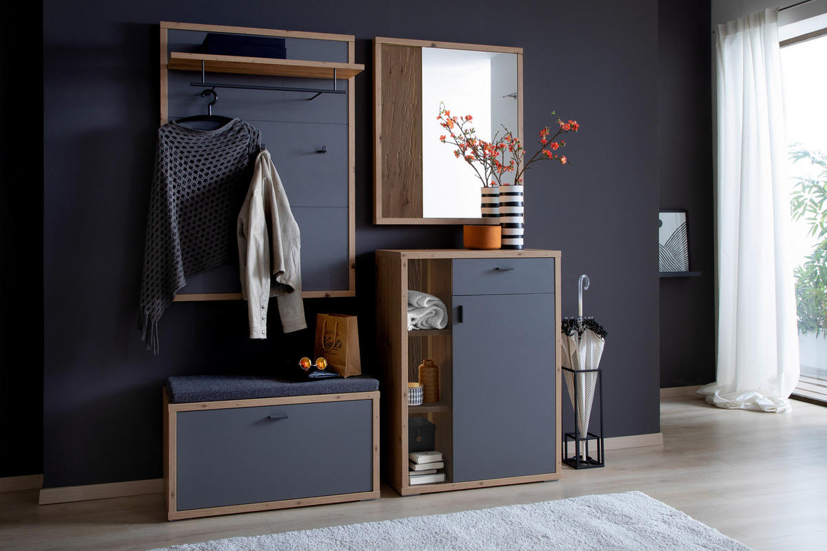 WANDSPIEGEL 76/86/5 cm    - Eichefarben, Design, Glas/Holzwerkstoff (76/86/5cm) - Xora