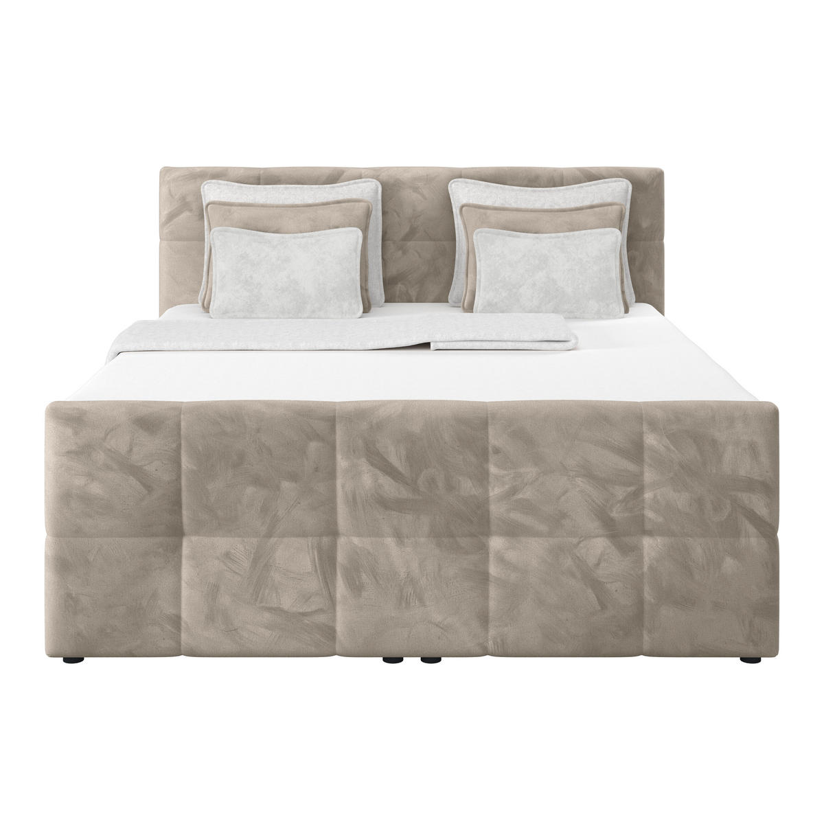 BOXSPRINGBETT 160/200 cm,  in Taupe, gepolstertes Kopfteil, Bettkasten, Topper, Matratzen, H2 + H2 = mittel  - Taupe, KONVENTIONELL, Holz/Holzwerkstoff (160/200cm) - Luca Bessoni