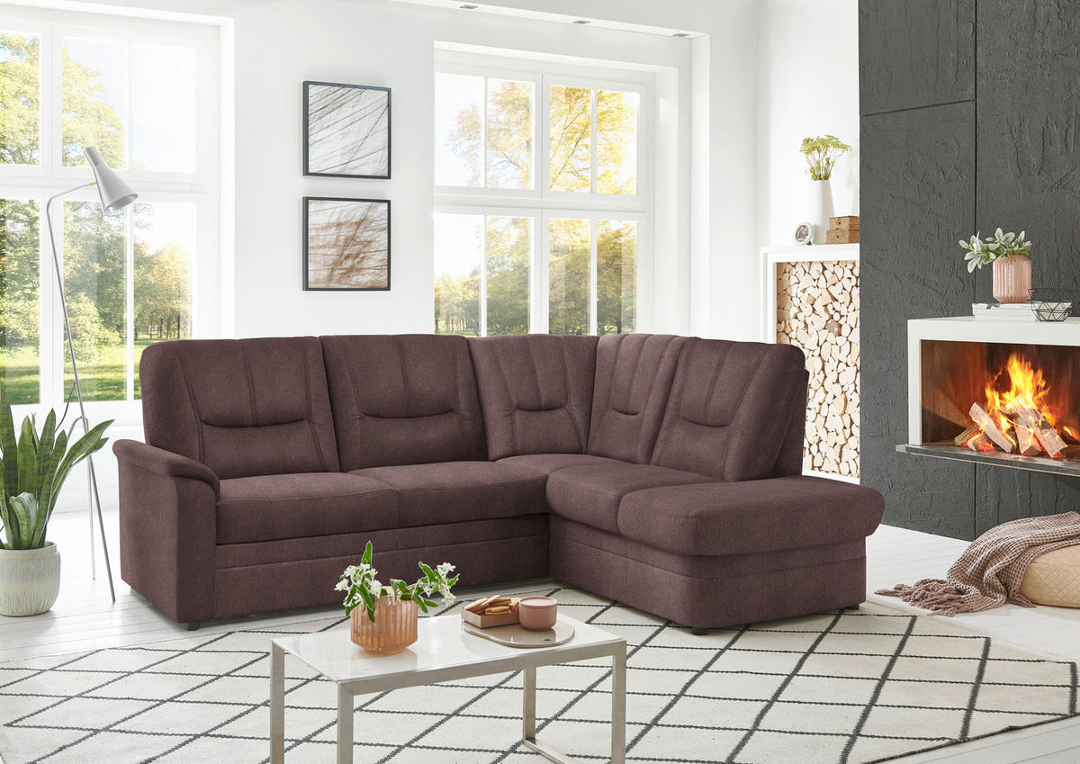 ECKSOFA Chenille Braun  - Schwarz/Braun, Konventionell, Kunststoff/Textil (235/185cm) - Beldomo Comfort