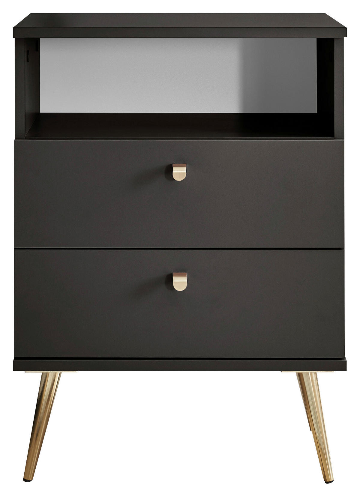 NACHTSCHRANK 50/70/34 cm  - Messingfarben/Graphitfarben, KONVENTIONELL, Holzwerkstoff/Metall (50/70/34cm) - Carryhome