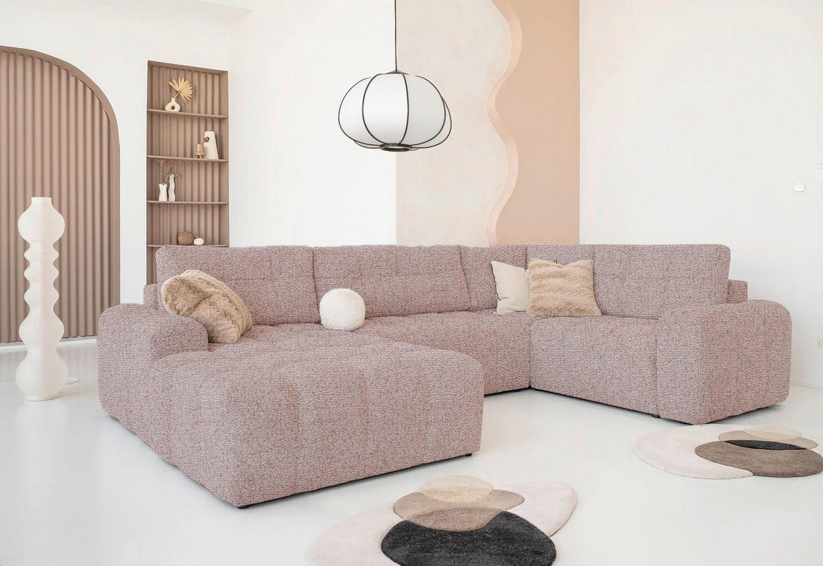 WOHNLANDSCHAFT in Rot  - Rot/Schwarz, Design, Kunststoff/Textil (184/333/213cm) - MID.YOU