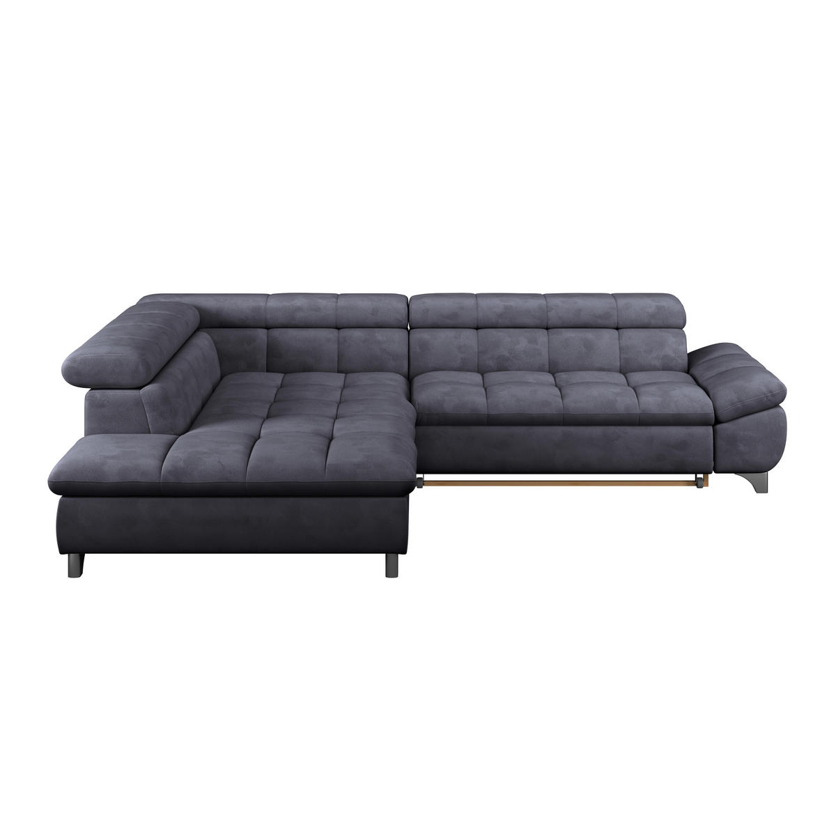 ECKSOFA Dunkelblau Chenille  - Chromfarben/Dunkelblau, KONVENTIONELL, Textil/Metall (234/312cm) - Livetastic