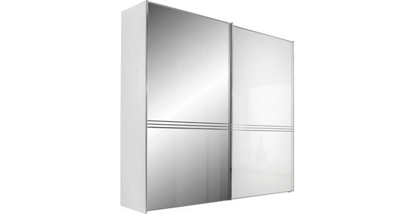 SCHWEBETÜRENSCHRANK in Weiß - Chromfarben/Weiß, Design, Glas/Holzwerkstoff (188/222/68cm) - Moderano