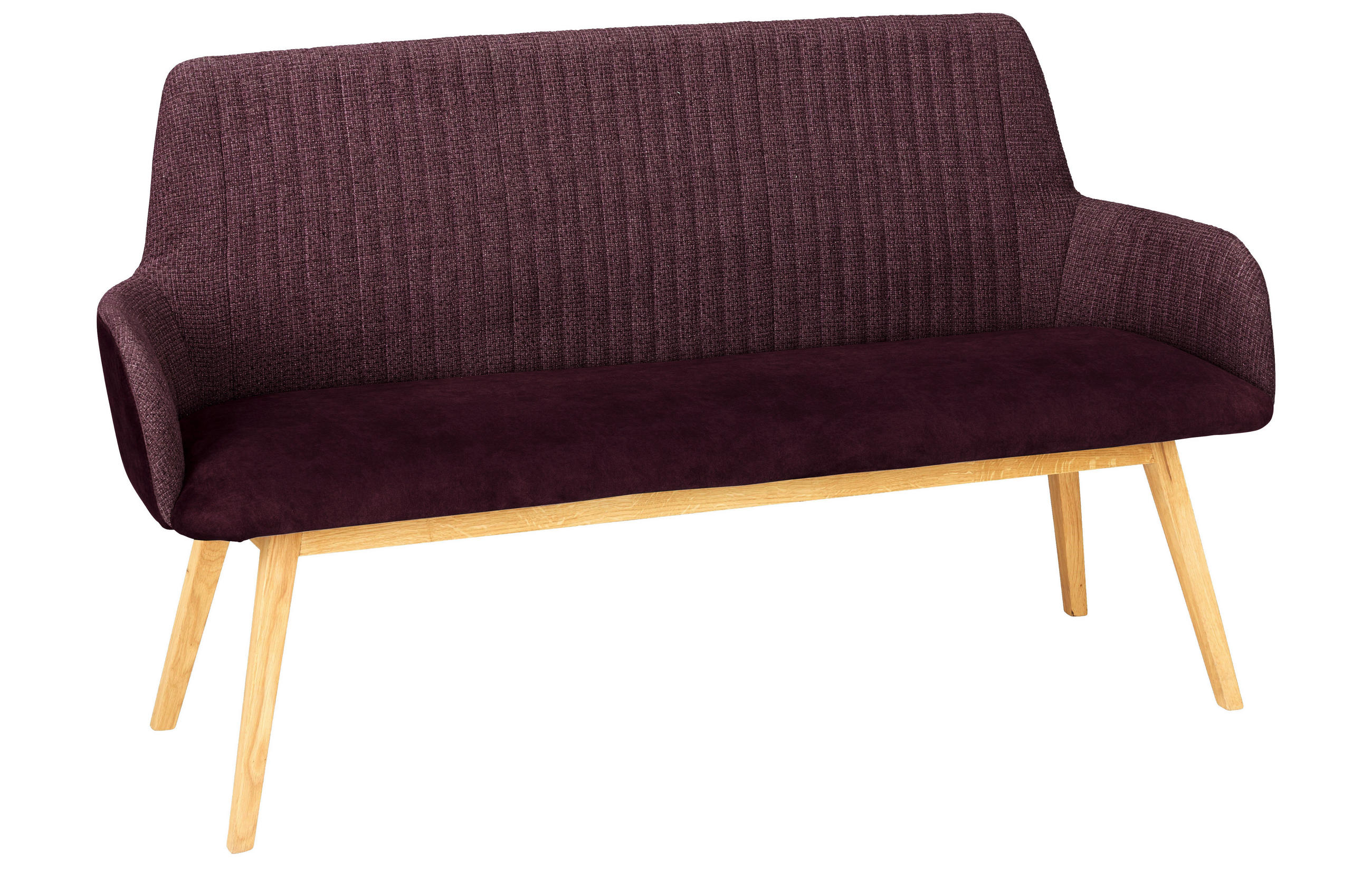 POLSTERBANK Textil Bordeaux  - Wildeiche/Bordeaux, Modern, Holz/Textil (157/90/60cm) - MID.YOU