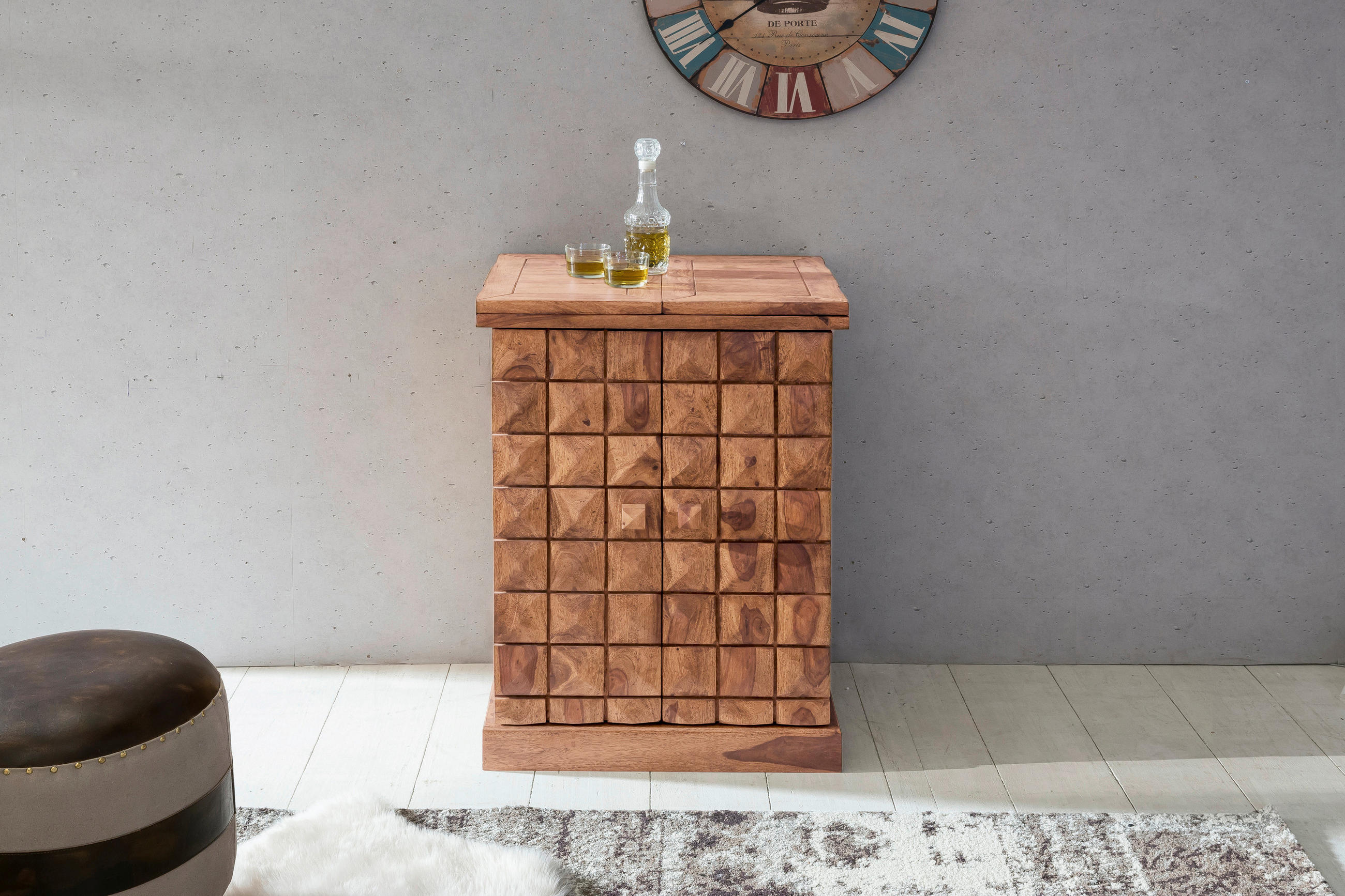 BARSCHRANK Akazie massiv Akaziefarben  - Akaziefarben, Design, Holz (65/91/50cm) - MID.YOU