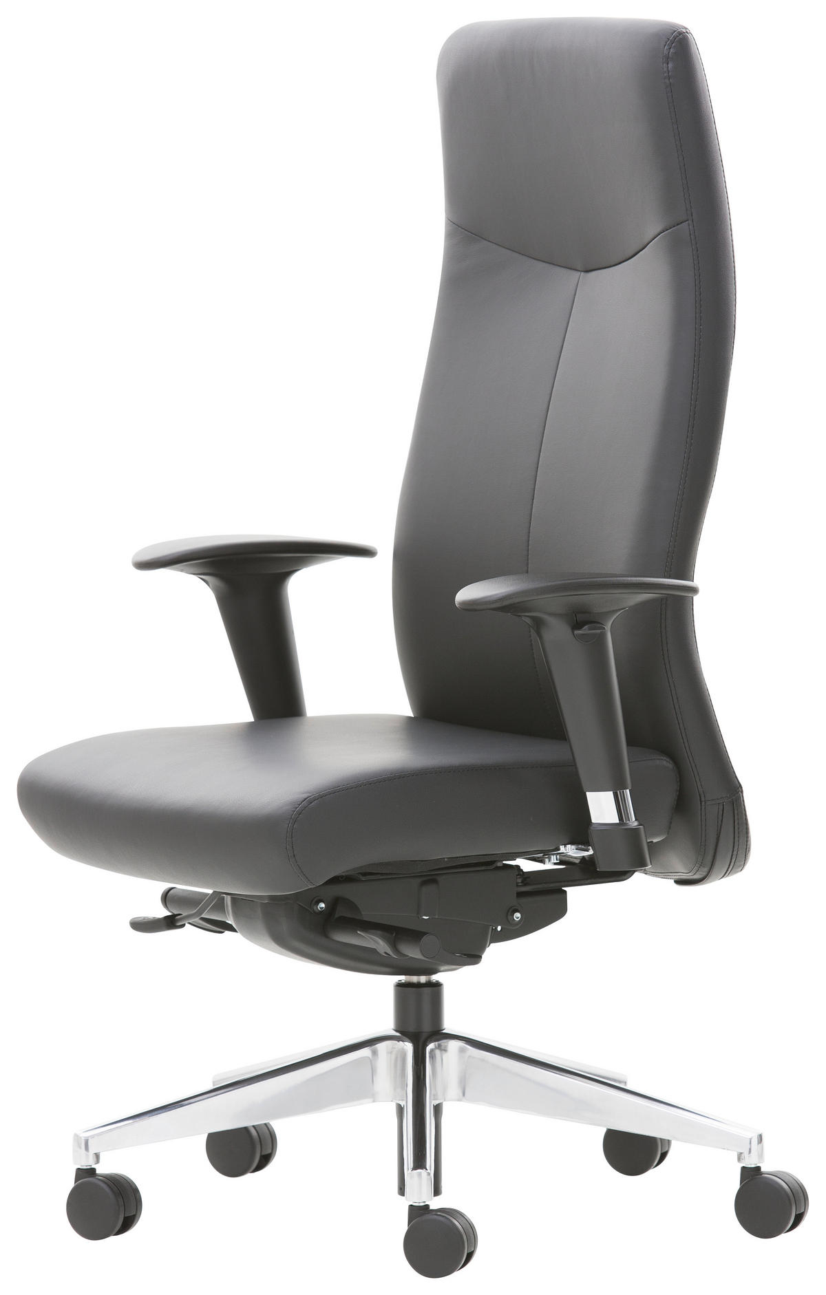 DREHSTUHL Schwarz  - Schwarz, Design, Leder/Kunststoff (72/120-133/45-50cm)