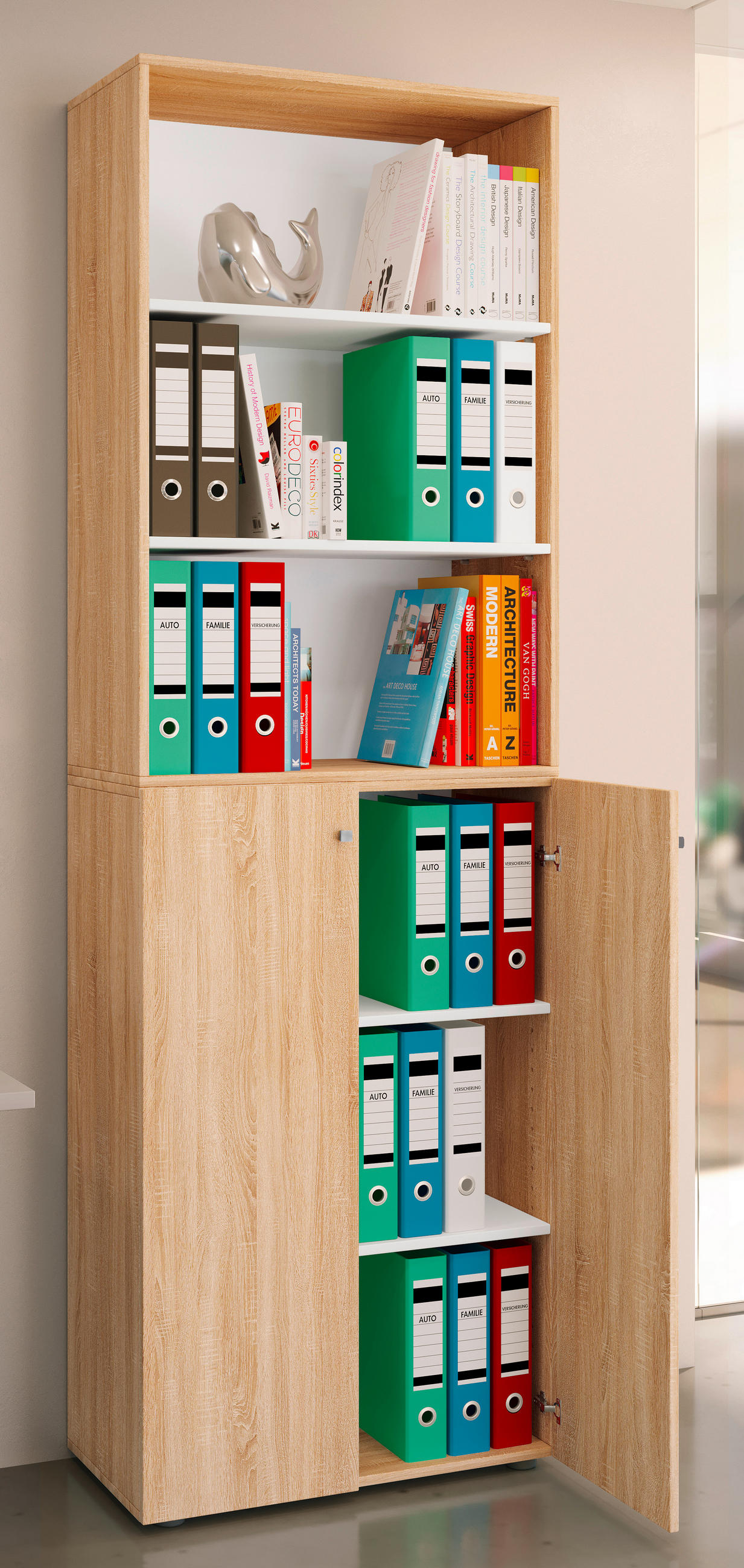 AKTENSCHRANK 70/220/39 cm  - Weiss/Sonoma Eiche, Design, Holzwerkstoff (70/220/39cm) - MID.YOU
