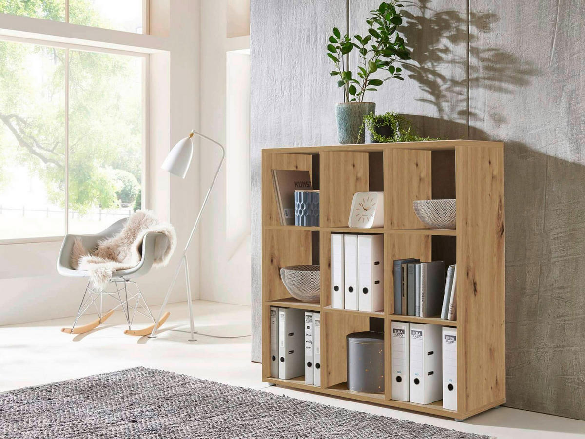 AKTENREGAL 106,5/108,5/33 cm  - Silberfarben/Eiche Artisan, MODERN, Holzwerkstoff (106,5/108,5/33cm) - MID.YOU