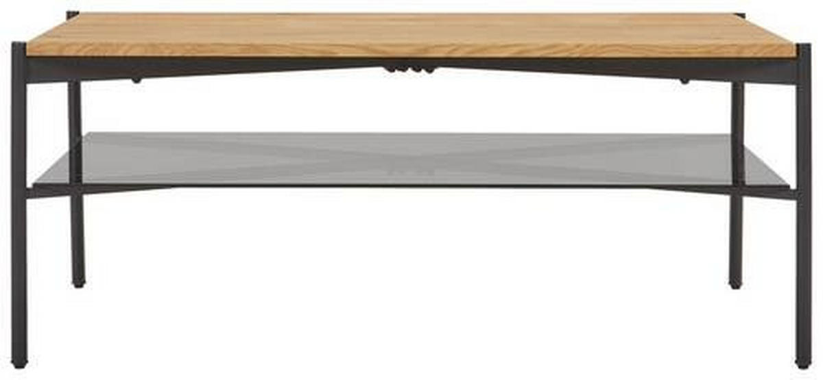 COUCHTISCH in Metall, Glas, Holzwerkstoff  - Eichefarben/Schwarz, Design, Glas/Holzwerkstoff (110/45/70cm) - PBJ