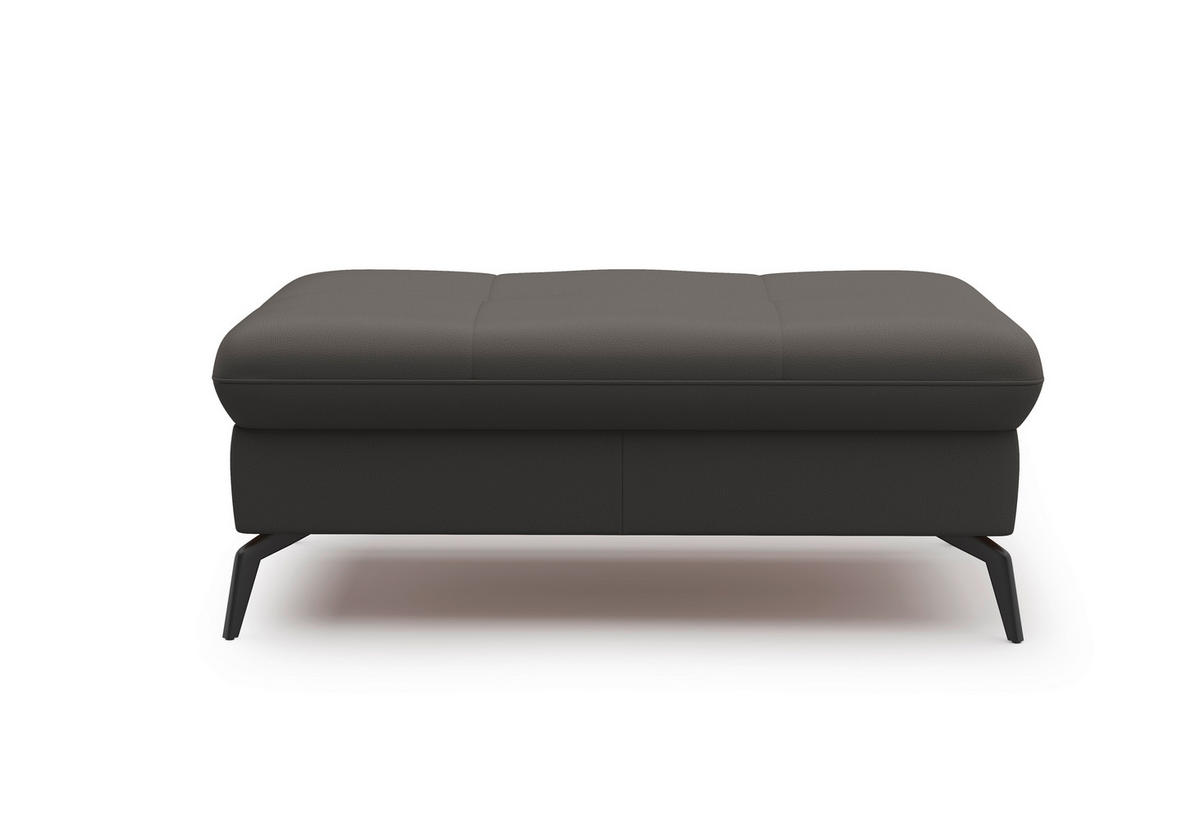 HOCKER in Leder Anthrazit  - Anthrazit/Schwarz, Konventionell, Leder/Metall (102/47/69cm) - Sit & More