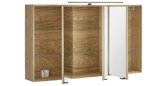 SPIEGELSCHRANK 120/70/20 cm  - Eichefarben/Schwarz, KONVENTIONELL, Glas/Holz (120/70/20cm) - Linea Natura